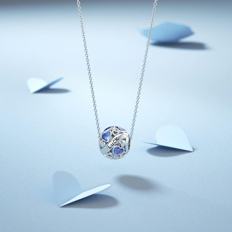 DALARAN Birthstone Charms for Charms Bracelet 925 Sterling Silver Heart Bead Happy Birthday Charms for Women - Image 3